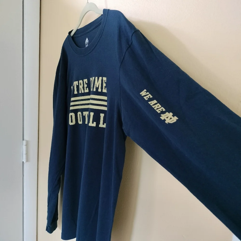 Adidas Nortre Dame Football Fighting Irish Cotton Long Sleeve Tee T Shirt L